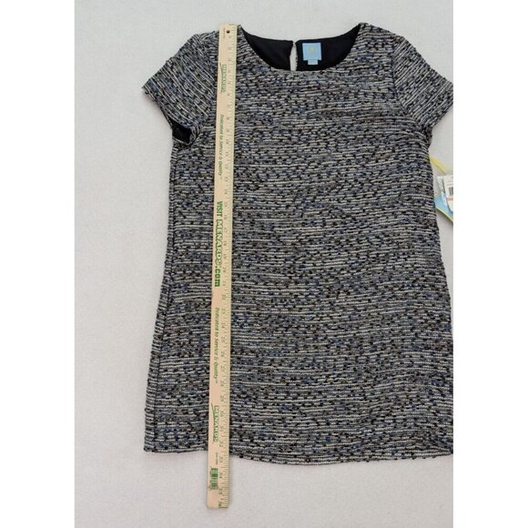 Cece Women's Dress Size 12P Woven Shift Mini Short Sleeve Metallic Shimmer - Picture 9 of 14